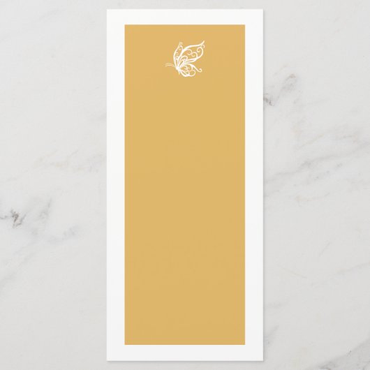 gouden glitter vlinder bruiloft menu (Achterkant)