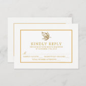 gouden glitter vlinder bruiloft RSVP (Voorkant / Achterkant)