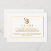 gouden glitter vlinder trouwdetail informatiekaartje (Voorkant / Achterkant)