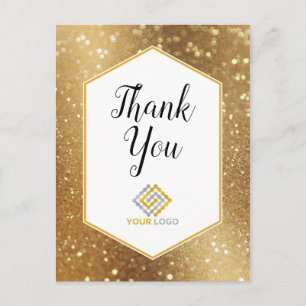 Gouden Glitter Vonken Bedankt Logo Zakelijk Briefkaart
