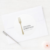 Gouden Glitter vork Ronde Sticker (Envelop)