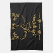 Gouden Glitter Vrolijk Kerstfeest, Kerstman Theedoek (Verticaal)