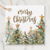 Gouden Glitter Vrolijke Kerstboom Gift Labels (Voorkant)