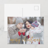 Gouden Glitter Vrolijke Kerstfoto Kerst Kaart (Voorkant / Achterkant)
