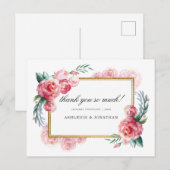 Gouden Glitter & Waterverf Bloemen | Dank je Briefkaart (Voorkant / Achterkant)