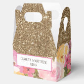 Gouden Glitter Waterverf Bloemenbruiloft Bedankdoosjes (Geopend)