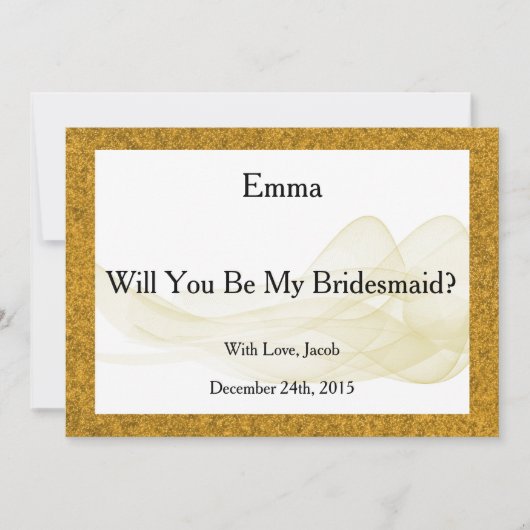 Gouden Glitter Wil Je Mijn Bruidsmeisje Zijn Abstr Kaart (Voorkant)