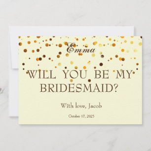 Gouden Glitter Wil je mijn Bruidsmeisje zijn Uitno Kaart