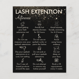 Gouden Glitter Wimper Extensie Nazorg Budget Flyer