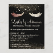 Gouden Glitter Wimper Extensie Nazorg Budget Flyer (Voorkant)