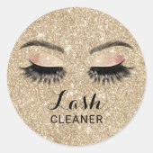 Gouden Glitter Wimper Extensies Salon Wimper Reini Ronde Sticker (Voorkant)