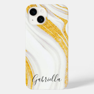 Gouden Glitter Wit Marmer Case-Mate iPhone 14 Hoesje