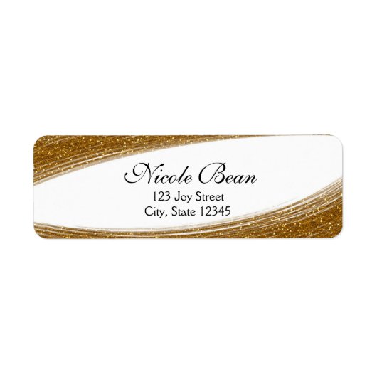Gouden Glitter & Witte Aangepaste Adreslabels Etiket (Voorkant)