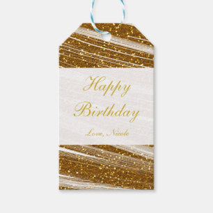 Gouden Glitter & Witte Glitter Feestcadeaubijlage Cadeaulabel
