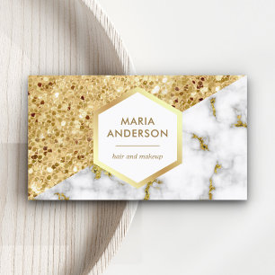Gouden Glitter Witte Marmeren Visagist Visitekaartje
