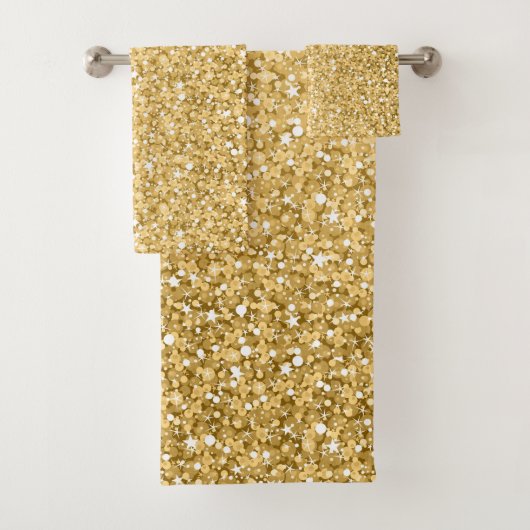 Gouden Glitter Witte Vonken Patroon Bad Handdoek (Insitu)
