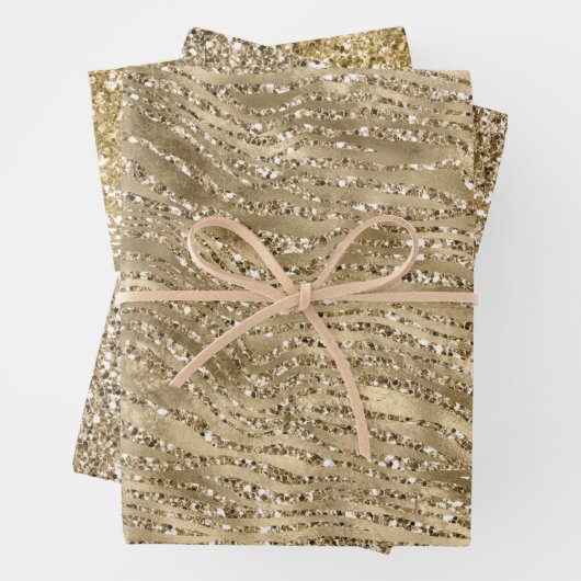  Gouden Glitter Zebra Print Sparkle Inpakpapier Vel (In situ)
