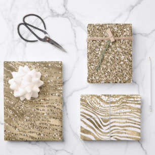  Gouden Glitter Zebra Print Sparkle Inpakpapier Vel