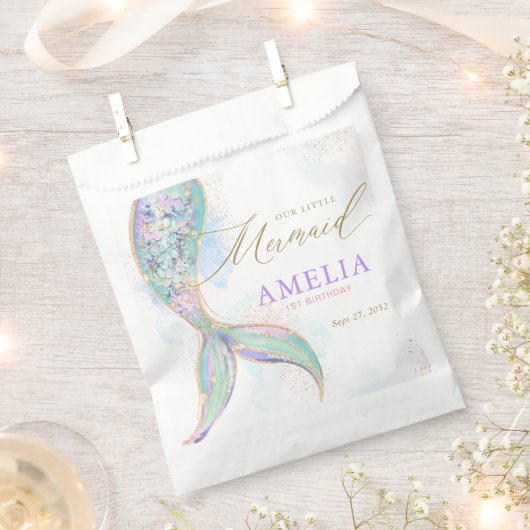 Gouden Glitter Zeemeermin Staart Onder Het Zee Ver Bedankzakje (Geknipt)