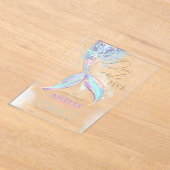 Gouden Glitter Zeemeermin Tail Duik In De Verjaard Acryl Uitnodigingen (Laagn)