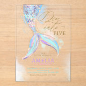 Gouden Glitter Zeemeermin Tail Duik In De Verjaard Acryl Uitnodigingen (Voorkant)
