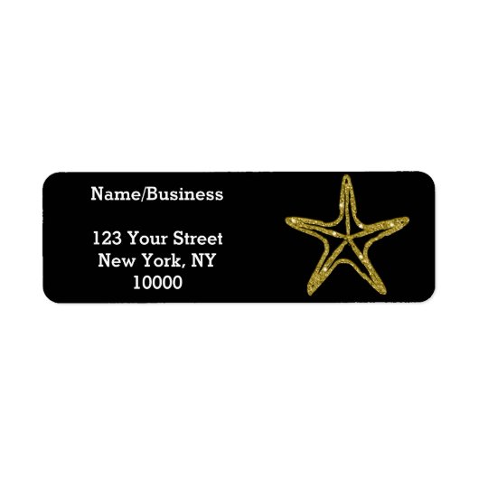 Gouden Glitter Zeester Custom Etiket (Voorkant)