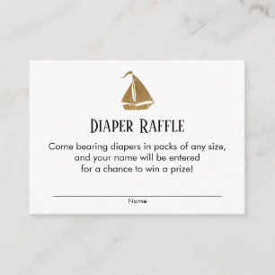 Gouden Glitter Zeilboot Luiers Raffle Ticket Kaart