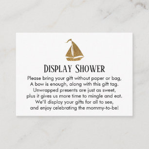 Gouden Glitter Zeilboot Weergave Shower Insteekkaa Informatiekaartje