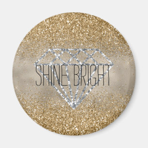 Gouden Glitter Zilveren Diamant Shine Bright Magneet
