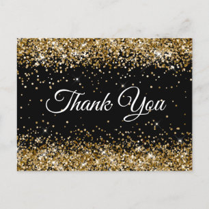 Gouden Glitter Zwart 21e Verjaardag Bedankt Briefkaart