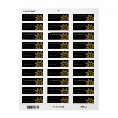 Gouden Glitter Zwart Christmas Return Adres Label (Full Sheet)