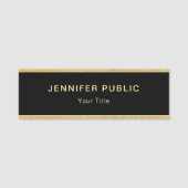 Gouden Glitter Zwart Creatieve Sjabloon Modern Tre Naamplaatje (Voorkant)