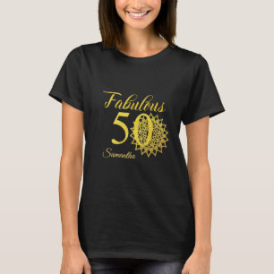 Gouden Glitter Zwart Fabulous 50ste verjaardag T-shirt