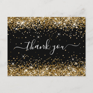 Gouden Glitter Zwarte Baby Shower Dank Je Briefkaart