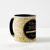 Gouden Glitter zwarte cirkel Mok (Voorkant links)