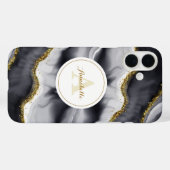 Gouden Glitter Zwarte Monogram Case-Mate iPhone Case (Achterkant (horizontaal))