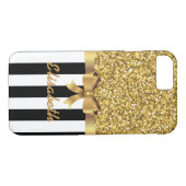 GOUDEN GLITTER ZWARTE verticale STREPEN BOOG MONOG Case-Mate iPhone Case (Achterkant (Horizontaal))