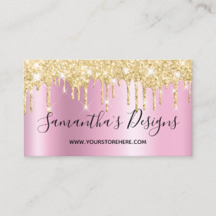 Gouden Glitterdruppels Roze Schittering Online Win Visitekaartje