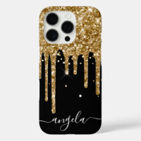 Gouden Glitterdruppels Zwarte Glam Handtekening