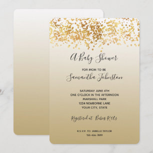 Gouden Glitterende Confetti Ombre Baby Shower Kaart