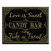 gouden glitterij en zwarte snoepjes trouwbord foto afdruk (Voorkant)