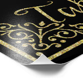 gouden glitterij en zwarte snoepjes trouwbord foto afdruk (Hoek)