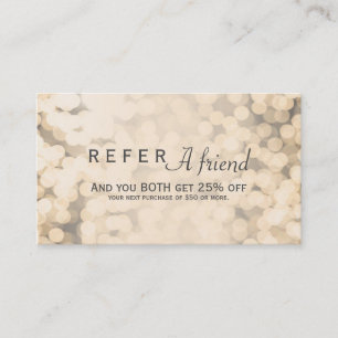 Gouden Glitterlichten VERwijs EEN VRIEND Clientenk Aanbevelingskaartje