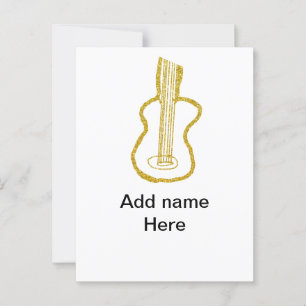 Gouden glitters akoestische gitaar naam krabbel briefkaart