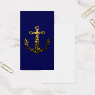 Gouden glitters Anker marineblauwe visitekaart Visitekaartje