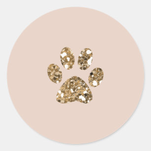 Gouden Glitters Beige Blush Poes Poot Hondje Honde Ronde Sticker