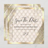 Gouden Glitters Bewaar de datum Ivoren Uitnodiging (Voorkant / Achterkant)