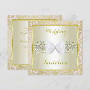 Gouden Glitters, Diamant Bloemen Pareltjes & Boog Kaart
