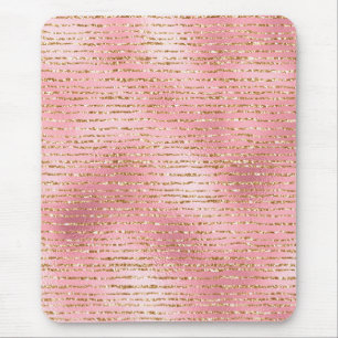 Gouden glitters en lichte roze folie glamour strep muismat