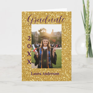 Gouden glitters foto afstuderen voeg naam klas tek kaart